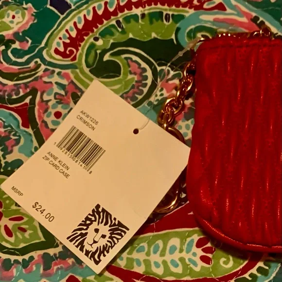 Anne Klein Red Quilted Wallet Pouch w/ Keychain NWT - Picture 3 of 6